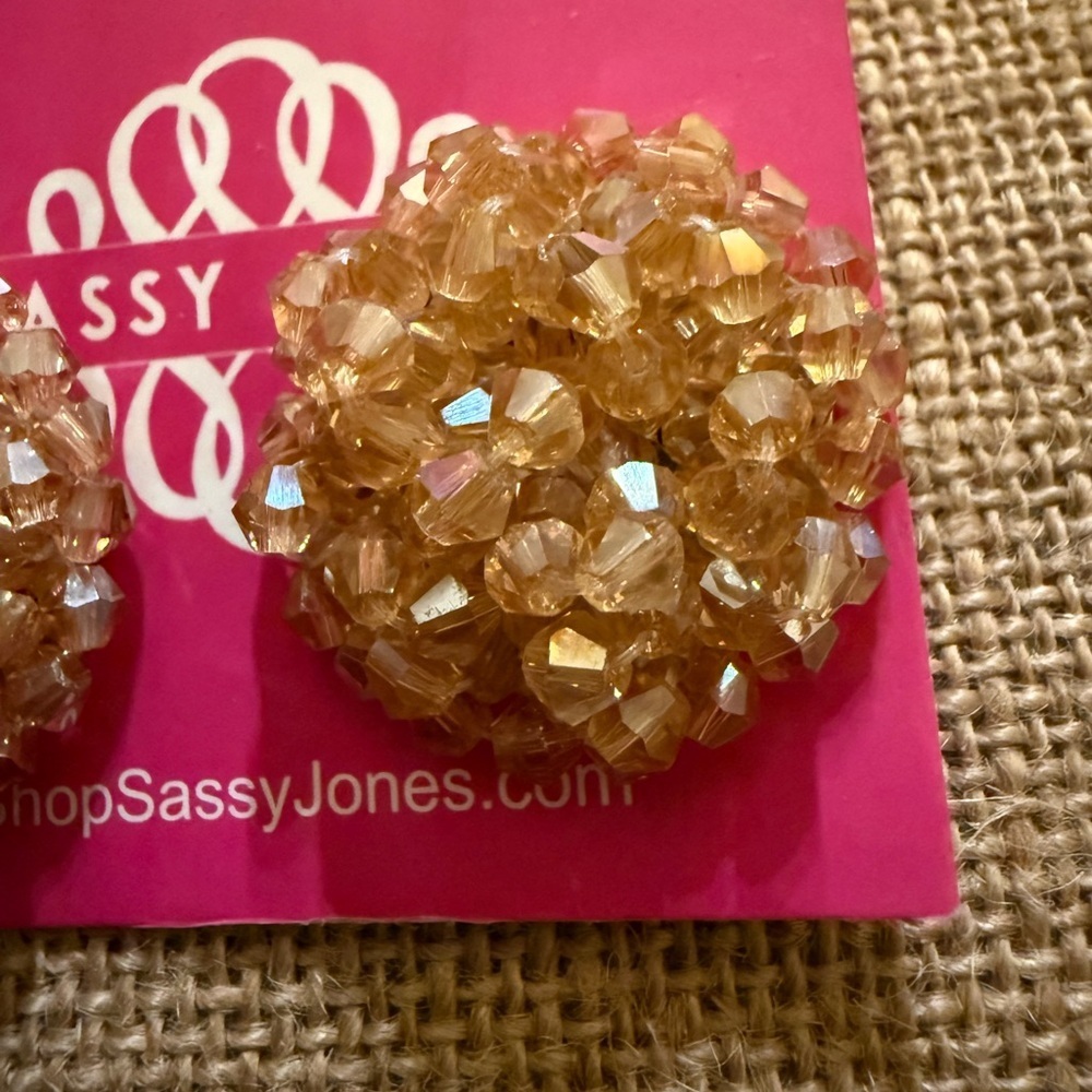 Sassy Jones Sparkling Cognac Malia Glass Stud Earrings - Picture 2 of 3